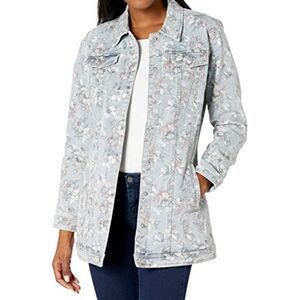 TRIBAL JEANS FLORAL DENIM LONG JACKET NWOT!